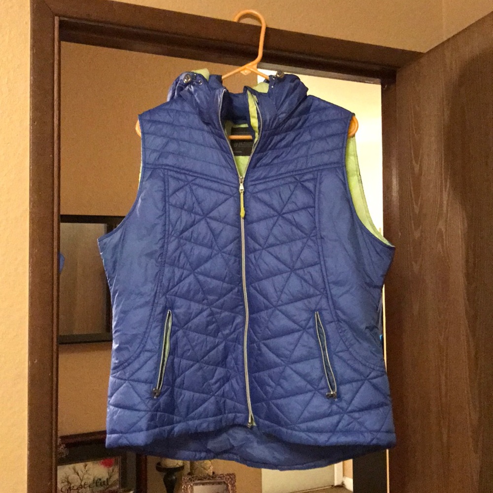 Bright Blue and Yellow Hooded Vest